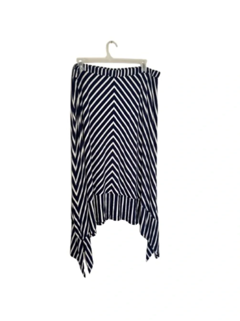 LANE BRYANT Navy & White Asymmetrical Handkerchief Hem Skirt Sharkbite Plus Size